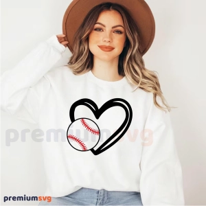 Heart with Baseball Ball SVG Baseball SVG