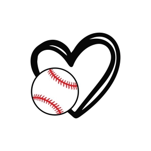 Heart with Baseball Ball SVG Baseball SVG