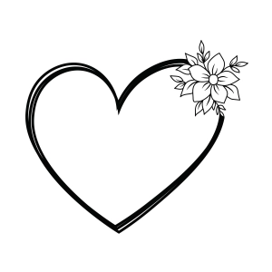 Heart with Flower SVG Cut File, Floral Heart Clipart Instant Download Drawings
