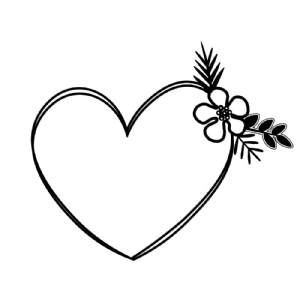 Heart With Flower SVG, Heart Outline Vector Instant Download Vector Illustration