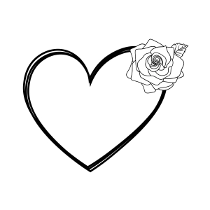 Heart with Rose SVG, Heart with Rose Clipart Instant Download Drawings