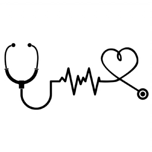 Black Nurse Stethoscope Heartbeat SVG Cut File Nurse SVG