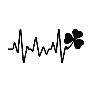 Heartbeat with Shamrock SVG Cut File, Clover SVG St Patrick's Day SVG
