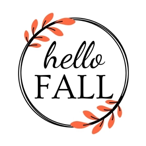 Hello Fall Floral Circle SVG Cut File, Hello Fall Instant Download T-shirt SVG