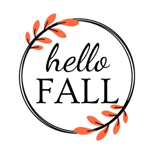 Hello Fall Floral Circle SVG Cut File, Hello Fall Instant Download Thanksgiving SVG