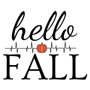 Hello Fall with Pumpkin Heartbeat SVG Cut File Halloween SVG