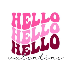 Hello Valentine SVG Cut File, Valentine's Day Retro SVG Design Valentine's Day SVG