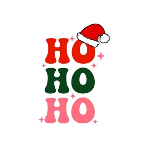 Ho Ho Ho SVG, Retro Ho Ho Ho with Santa Hat SVG Vector Files Christmas SVG