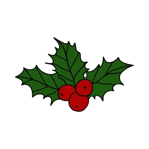 Holly Leaves and Berries SVG, Christmas Crafts SVG Design Leaves SVG