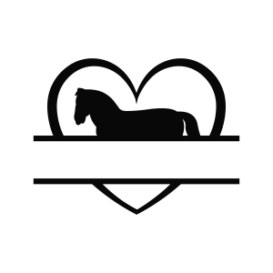 Horse Heart Split SVG, Horse Love Monogram Horse SVG