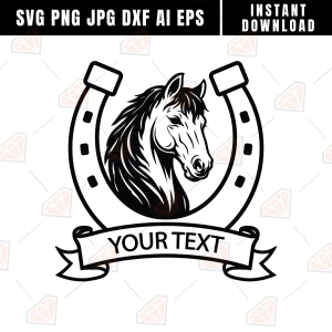 Horse In Horseshoe SVG, Horse Monogram SVG Svg