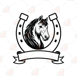 Horse In Horseshoe SVG, Horse Monogram SVG