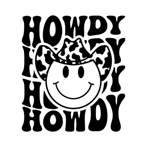 Howdy SVG with Leopard Smiley Face, Cowboy USA SVG