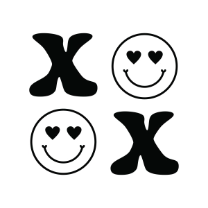 Hugs and Kisses XOXO SVG, Valentine's Day SVG, Smiley Face XOXO SVG Valentine's Day SVG