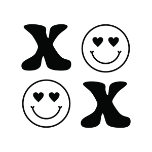 Hugs and Kisses XOXO SVG, Valentine's Day SVG, Smiley Face XOXO SVG Xoxo SVG
