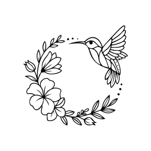 Hummingbird SVG with Flowers Bird SVG