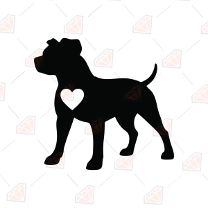 I Love My Pitbull SVG – Pitbull Silhouette with Heart