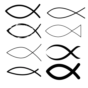 Jesus Fish Outline Bundle SVG Cut File, Fish Bundle SVG Vector Jesus SVG