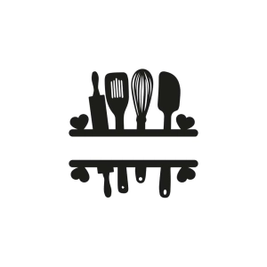 Kitchen Monogram SVG, Kitchen Utensils Split SVG Kitchen Utensils