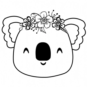 Koala with Flower SVG, Floral Koala SVG Instant Download Drawings