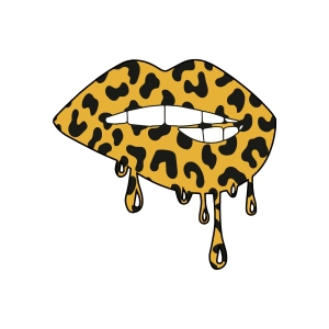 Leopard Dripping Lips PNG, Sublimation Leopard Print SVG