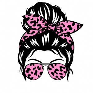 Leopard Messy Bun SVG Cut File, MomLife Instant Download Messy Bun SVG