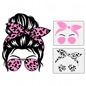 Leopard Messy Bun SVG Cut File, MomLife Instant Download Messy Bun SVG