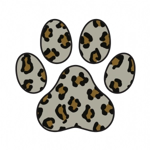 Leopard Paw Print SVG Cut Files, Paw Instant Download Dog SVG