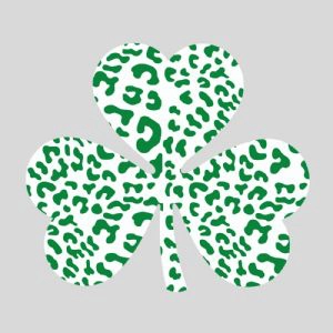 White and Green Leopard Shamrock Sublimation Design Shamrock SVG