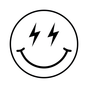 Smiley Face with Lightning Bolt Eyes SVG Vector Illustration