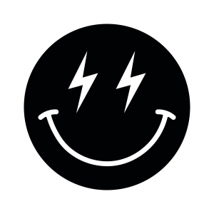 Lightning Smiley Face SVG Design, Bolt Smiley SVG Clipart Vector Illustration