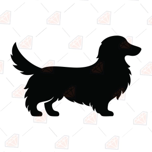 Long-Haired Dachshund Silhouette SVG