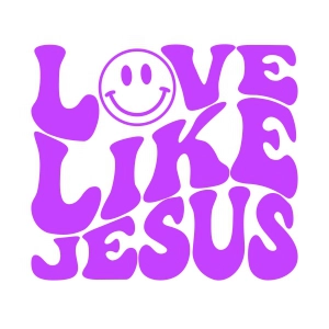 Love Like Jesus with Smiley Face SVG Design, Christian SVG Retro Vector Christian SVG