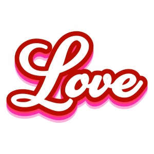 Love SVG Cut File for Valentine's Day, Retro Text SVG Valentine's Day SVG
