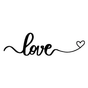 Love with Heart SVG, Handwritten Love SVG Clipart Love SVG