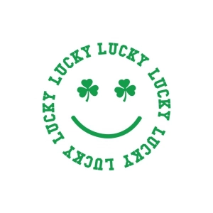 Lucky Smiley Face SVG, Lucky Retro Smile SVG St Patrick's Day SVG