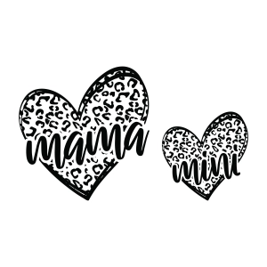 Mama Mini SVG with Leopard Heart, PNG, Instant Download Mother's Day SVG