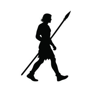 Walking Man with Spear Silhouette SVG Svg