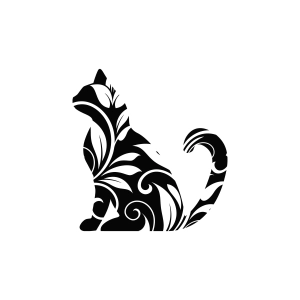 Mandala Floral Black Cat SVG Cut File Cat SVG