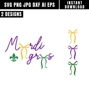 Mardi Grass SVG Files for Cricut, 2 Designs Svg