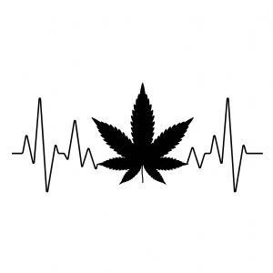 Marijuana Leaf Heartbeat SVG, Heartbeat Vector Instant Download Leaves SVG