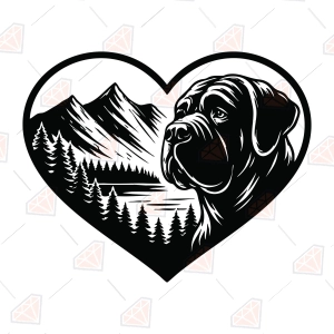 Mastiff SVG With Heart – Mastiff Dog Cut File