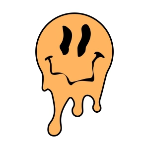 Melted Smiley Face SVG, Drippy Smiley Face SVG, PNG Vector Files Smiley Face SVG