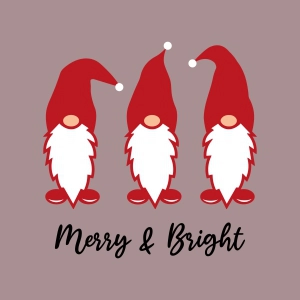 Merry and Bright Gnomes SVG, Christmas Garden Gnomes SVG Instant Download Christmas SVG