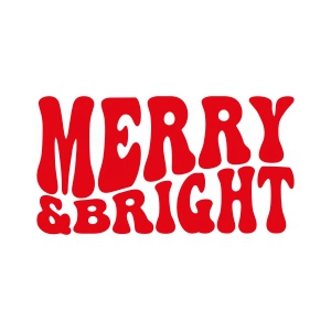 Merry and Bright Retro SVG, Christmas Wavy Text SVG Cut Files Christmas SVG