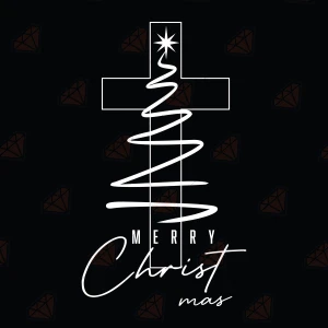 Merry Christmas Cross SVG, Faith-Based Holiday Cut File Svg