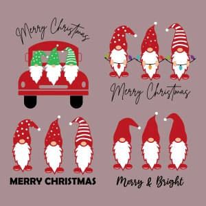 Merry Christmas Gnomes SVG Bundle, Gnomes Plaid Christmas Ornament SVG Vector Files Christmas SVG