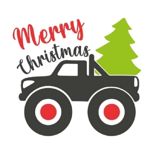 Merry Christmas Monster Truck SVG Cut File Christmas SVG