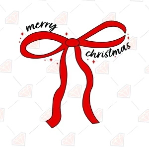 Merry Christmas with Bow SVG Svg