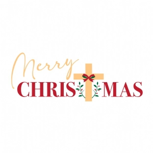 Red and Yellow Merry Christmas with Cross SVG Christmas SVG